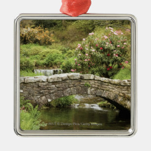 Old Stone Bridge Across A Stream In Dartmoor Park Metal Tree Decoration