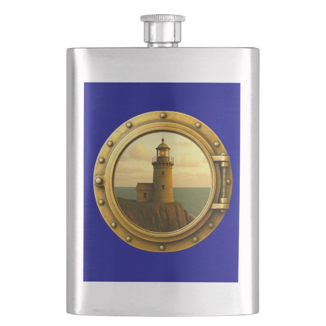 Old Stone Lighthouse Classic Flask (Front)