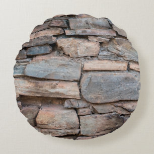 Old stone wall texture backgroundabstract, antique round cushion