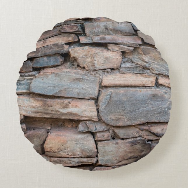 Old stone wall texture backgroundabstract, antique round cushion (Front)