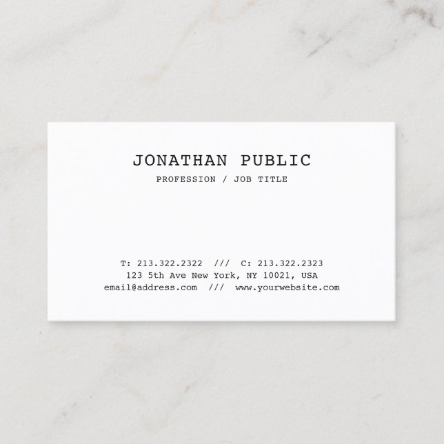 Old Style Classic Nostalgic Look Simple Plain Chic Business Card (Front)