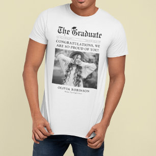 Old Style Newspaper Photo Graduation T-Shirt