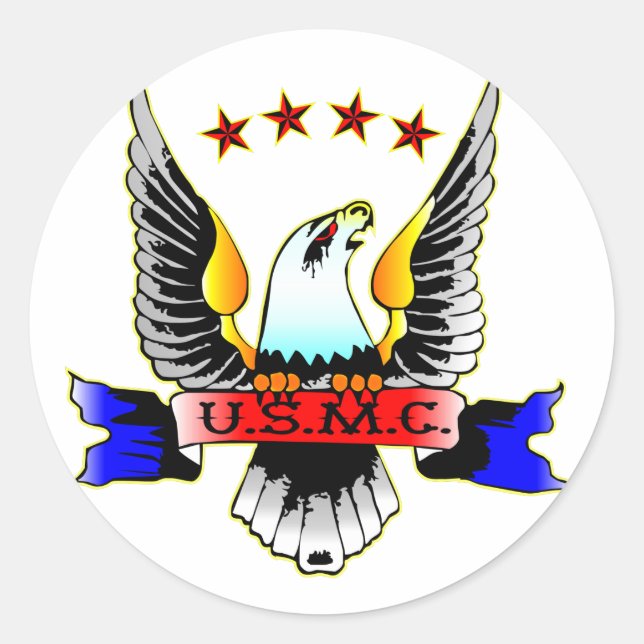 Old Style USMC Classic Round Sticker (Front)