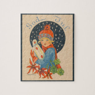 Old Swedish Merry Christmas illustration Jigsaw Puzzle