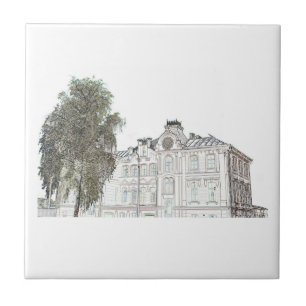 Old Synagogue Architecture Sketch Tile
