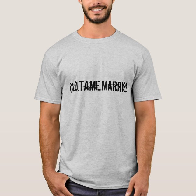 "Old Tame Married" Grey Sledders.com T-shirt (Front)