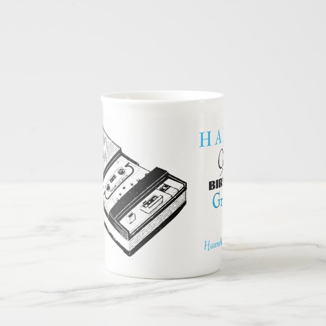 Old Tape Recorder 90th birthday personalised Mug (Front)