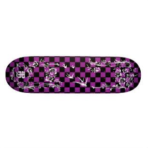 Old Tattoo Checkboard - Purple & Black Skateboard