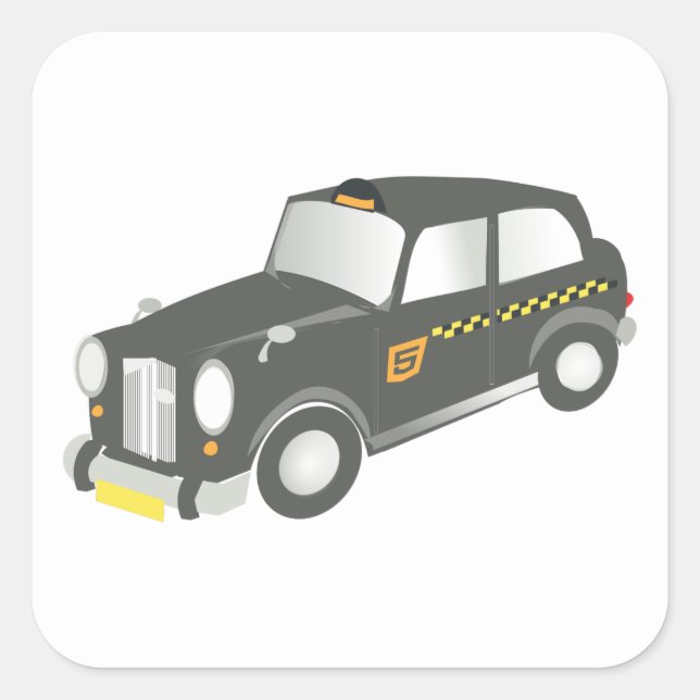 Old Taxi Square Sticker (Front)