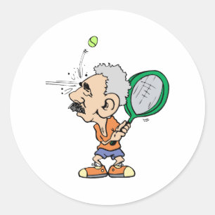 Old Tennis Player Classic Round Sticker