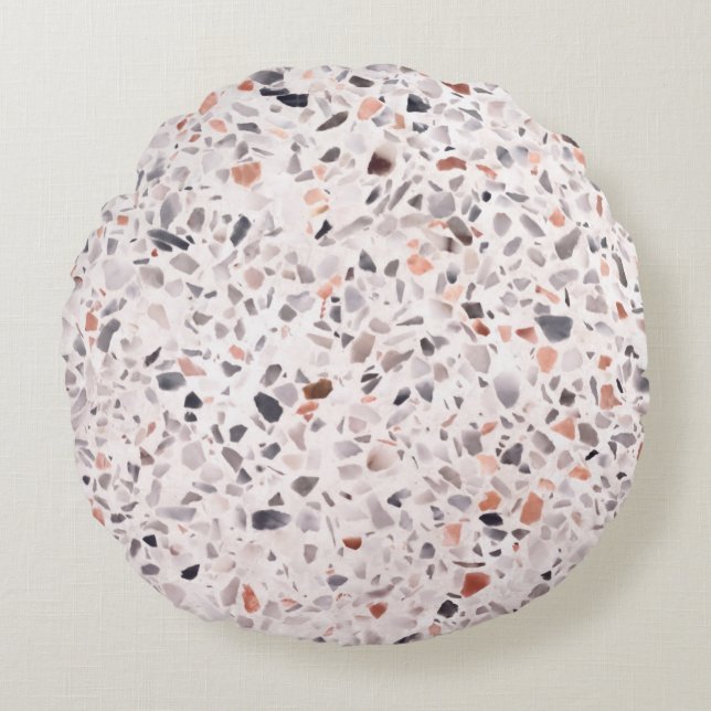Old terrazzo texture, hamper pattern. round cushion (Front)