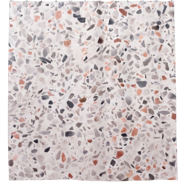 Old terrazzo texture, hamper pattern. shower curtain (Front)