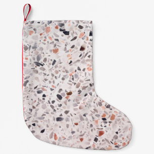 Old terrazzo texture, hamper pattern. small christmas stocking