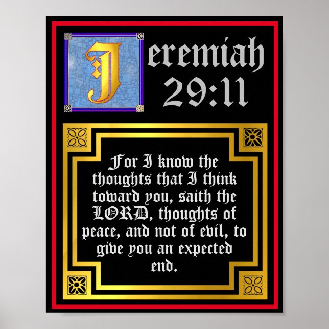 Old Testament Jeremiah 29 11 Illuminated Quote Poster (Front)