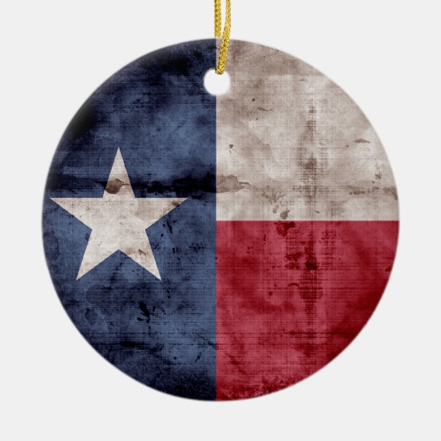 Old Texas Flag Ceramic Tree Decoration (Front)