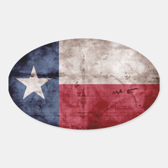 Old Texas Flag Oval Sticker (Front)