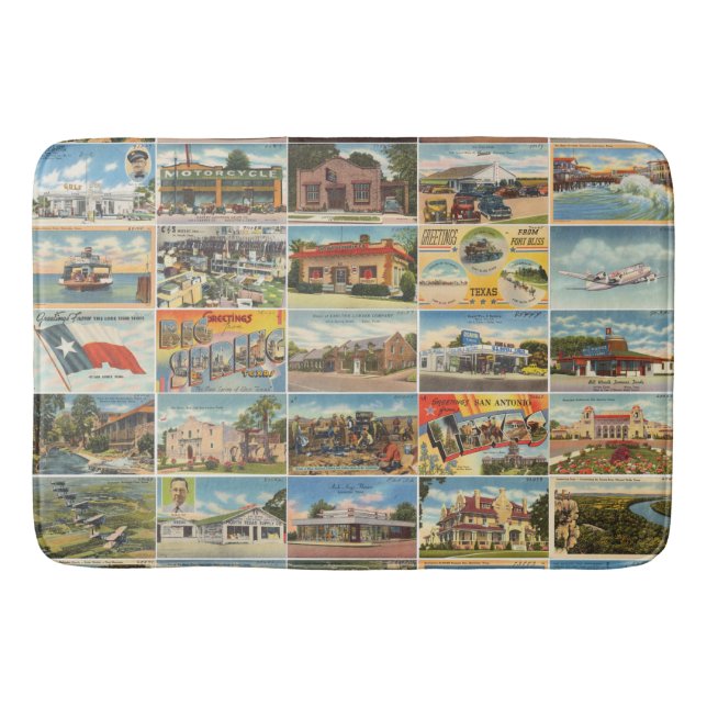 Old Texas Postcards Bath Mat (Front)