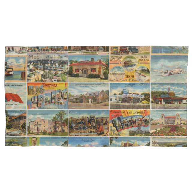 Old Texas Postcards Pillowcase (Front)