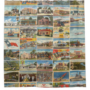Old Texas Postcards Shower Curtain