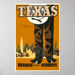 Old Texas travel poster