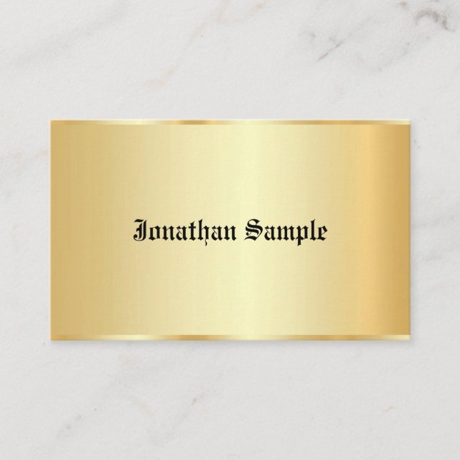 Old Text Personalised Glamour Faux Gold Template Business Card (Front)