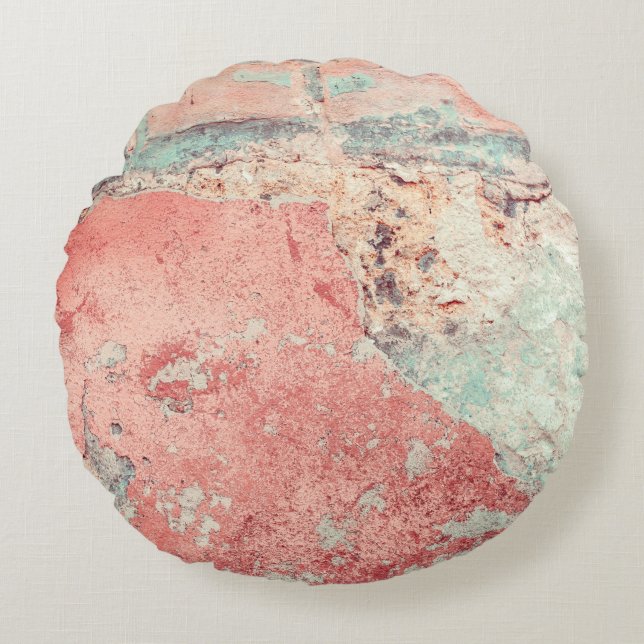 Old textured concrete wall with natural defects. S Round Cushion (Front)