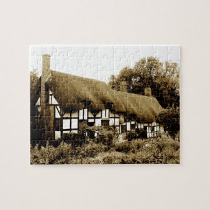 Old thatched Tudor cottage England British Jigsaw Puzzle