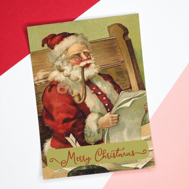 Old Themed Santa Pipe Christmas Season Holiday Postcard (Creator Uploaded)