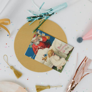 Old Themed Santa Toys Boy Christmas Season  Holiday Card