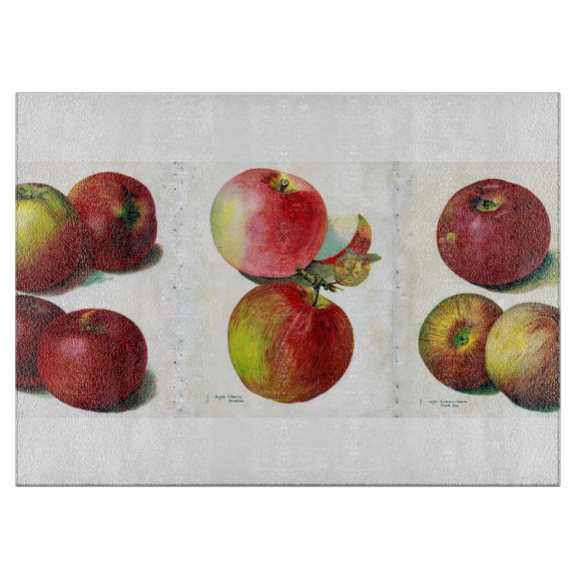 Old Time Apples Glass Cutting Board (Front)