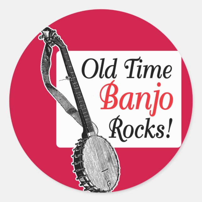 Old Time Banjo Round Sticker (Front)