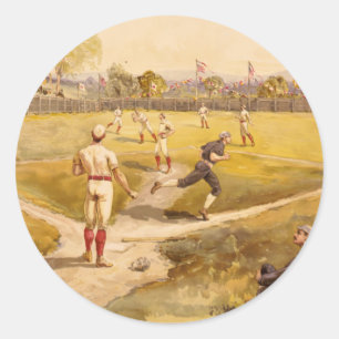 Old Time Base Ball Classic Round Sticker