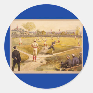 Old Time Base Ball Classic Round Sticker