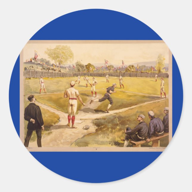 Old Time Base Ball Classic Round Sticker (Front)