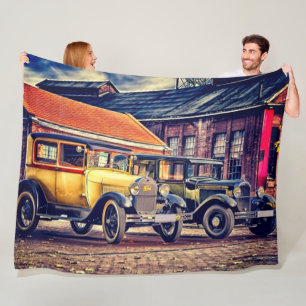 OLD TIME CARS FLEECE BLANKET