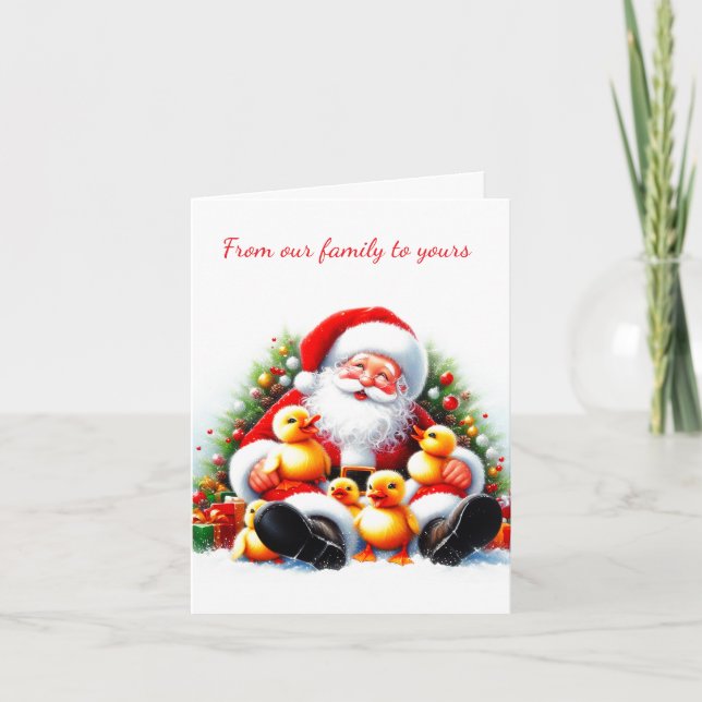 Old Time Duck Family Folded Greeting Card (Front)