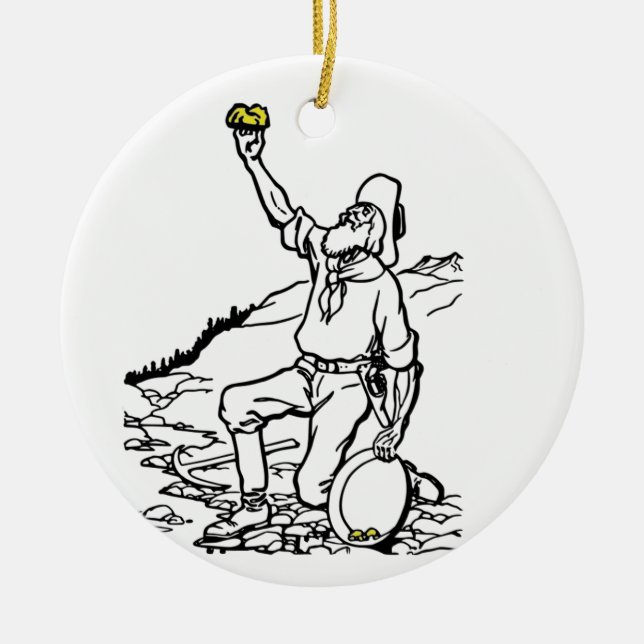 Old Time Gold Miner Prospector Ceramic Tree Decoration (Front)