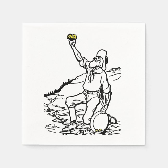 Old Time Gold Miner Prospector Napkin (Front)