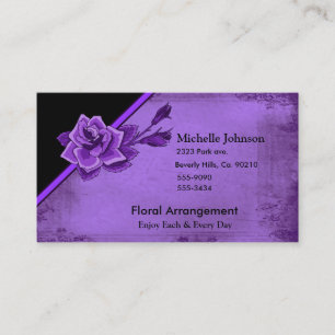 Old TIme Purple Rose Floral Set Business Card
