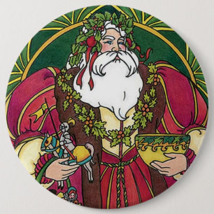 Old Time Santa 6 Cm Round Badge