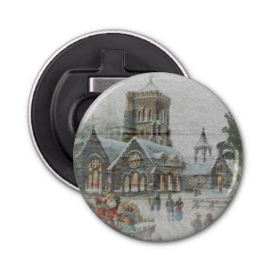 Old time Santa with children in front of a church  Bottle Opener