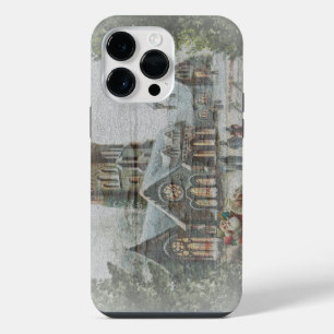 Old time Santa with children in front of a church iPhone 14 Pro Max Case