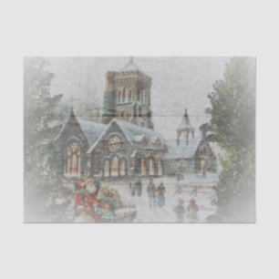 Old time Santa with children in front of a church  Tissue Paper