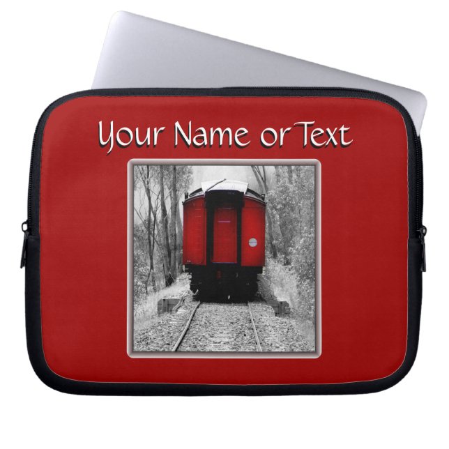 Old Time Steam Train Red and Black Laptop Sleeve (Front)