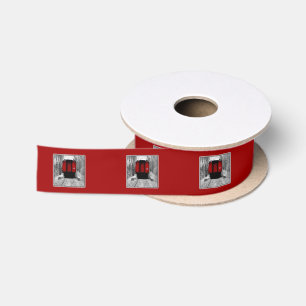 Old Time Steam Train Red and Black Satin Ribbon