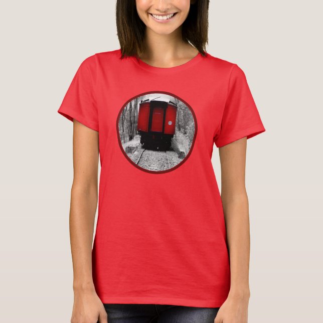 Old Time Steam Train Red and Black T-Shirt (Front)