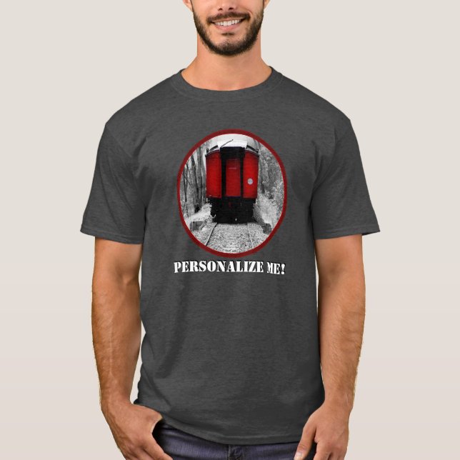 Old Time Steam Train Red and Black T-Shirt (Front)