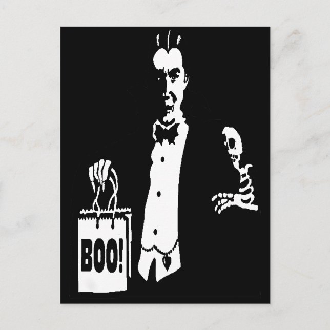 Old Time Vampire Trick-or-Treater Postcard (Front)