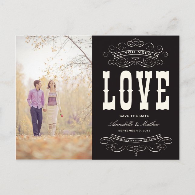 OLD TIME VINTAGE | SAVE THE DATE ANNOUNCEMENT POSTCARD (Front)