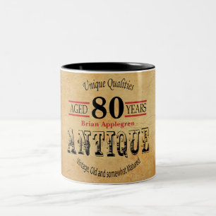 Old Timer 80th Birthday Two-Tone Coffee Mug